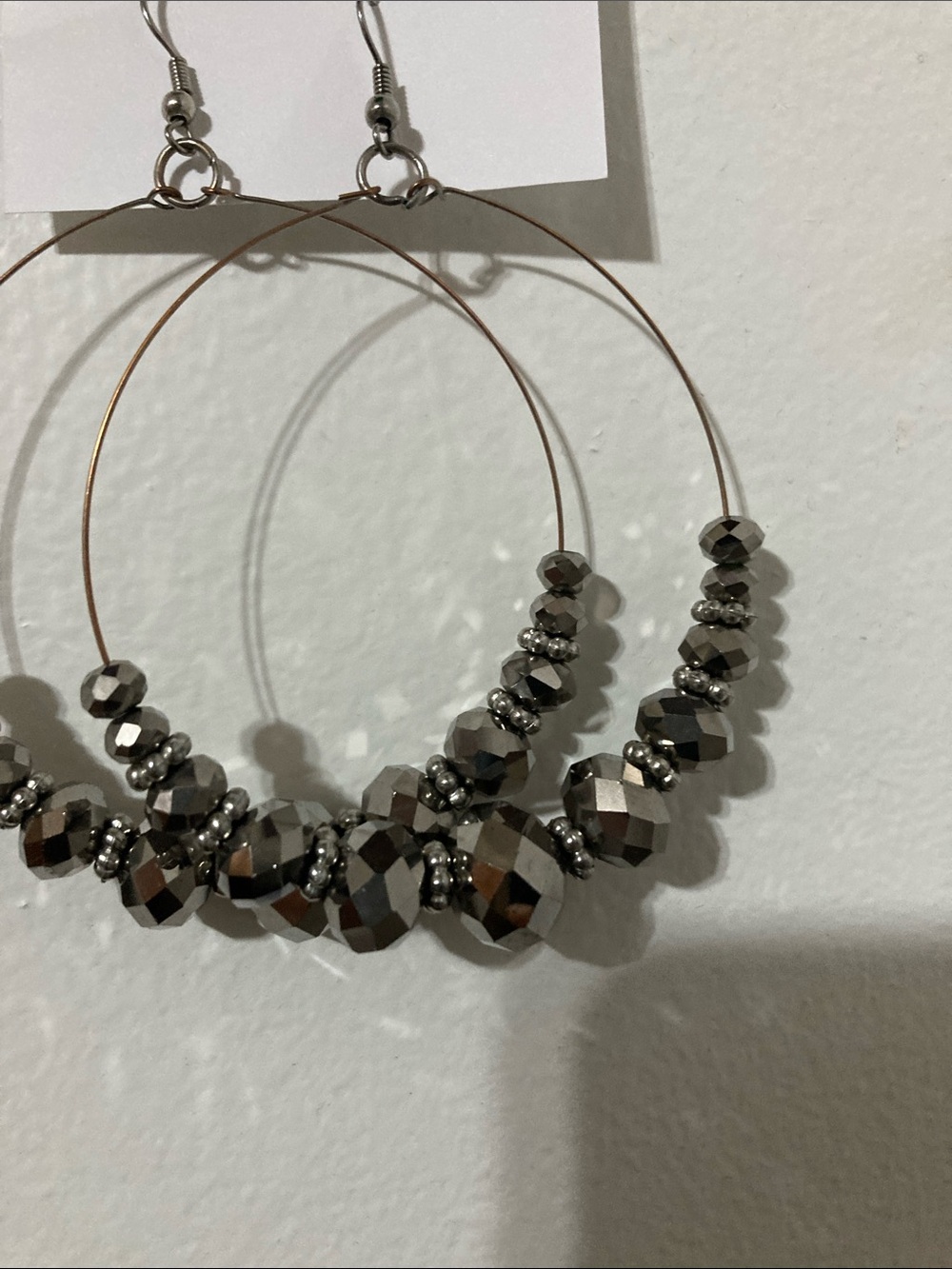 Large iridescent beaded earrings